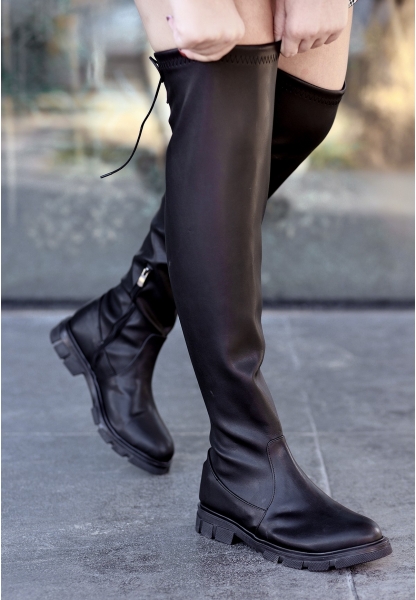 Iyan Siyah Cilt Çorap Çizme